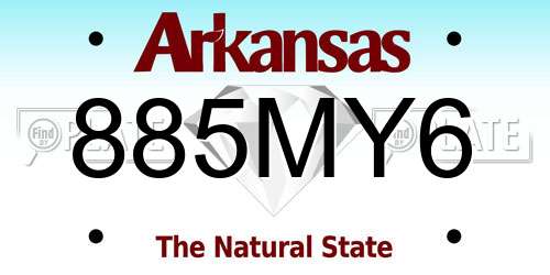 885MY6 Arkansas License Plate