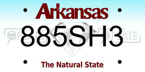 885SH3 Arkansas License Plate