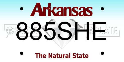 885SHE Arkansas License Plate