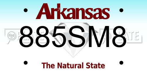 885SM8 Arkansas License Plate