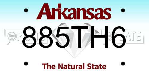 885TH6 Arkansas License Plate