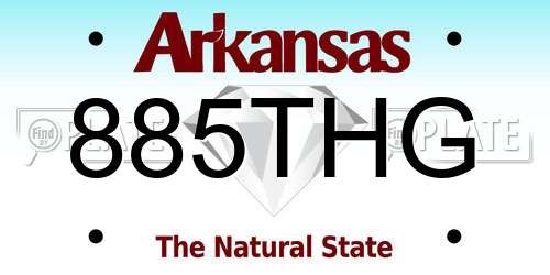 885THG Arkansas License Plate