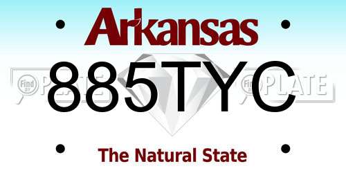 885TYC Arkansas License Plate