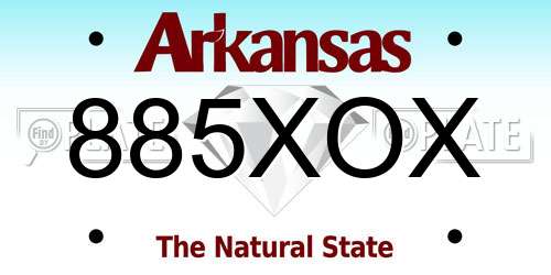 885XOX Arkansas License Plate