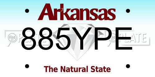 885YPE Arkansas License Plate