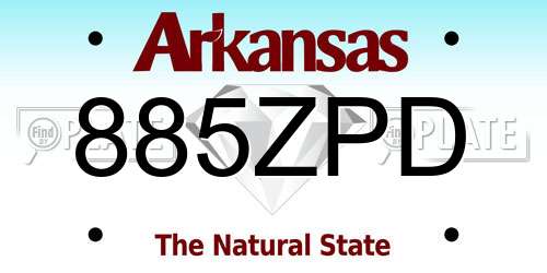 885ZPD Arkansas License Plate
