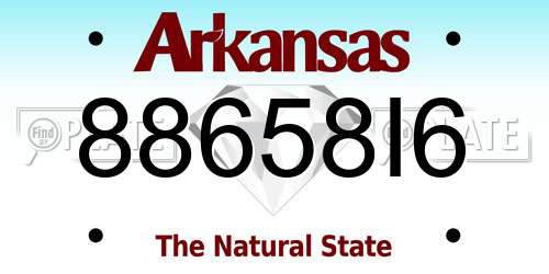 88658I6 Arkansas License Plate