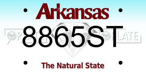 8865ST Arkansas License Plate