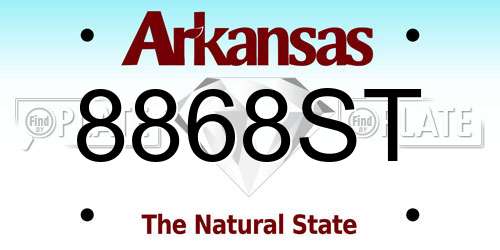 8868ST Arkansas License Plate