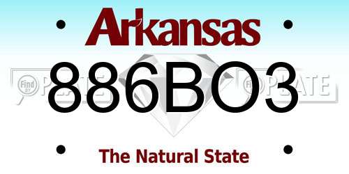 886BO3 Arkansas License Plate