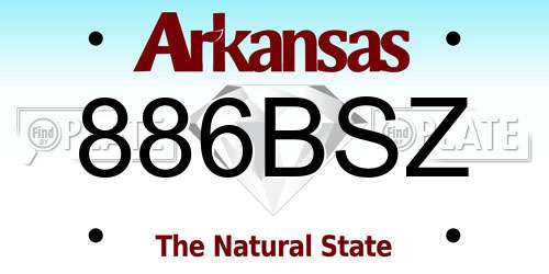 886BSZ Arkansas License Plate
