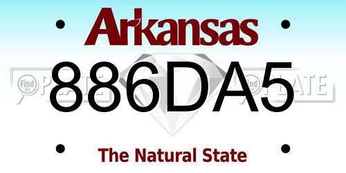 886DA5 Arkansas License Plate