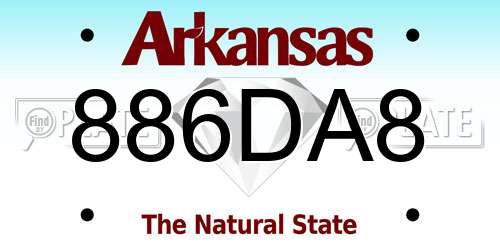 886DA8 Arkansas License Plate