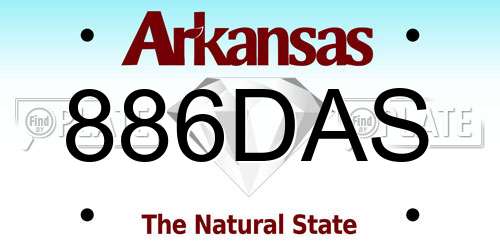 886DAS Arkansas License Plate