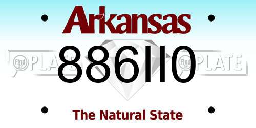 886II0 Arkansas License Plate