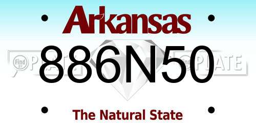 886N50 Arkansas License Plate