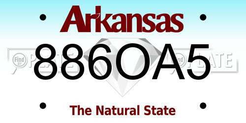 886OA5 Arkansas License Plate