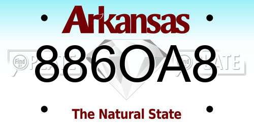 886OA8 Arkansas License Plate