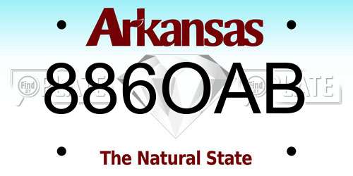 886OAB Arkansas License Plate