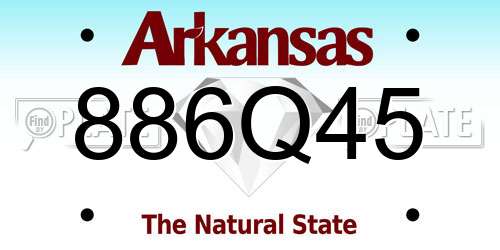 886Q45 Arkansas License Plate