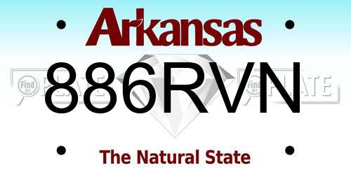 886RVN Arkansas License Plate