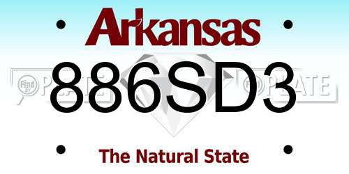 886SD3 Arkansas License Plate