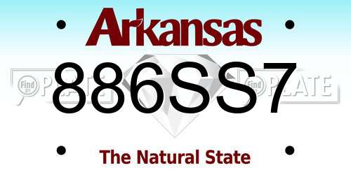 886SS7 Arkansas License Plate