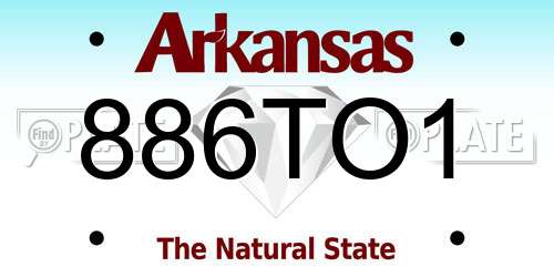 886TO1 Arkansas License Plate