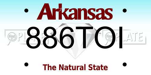 886TOI Arkansas License Plate
