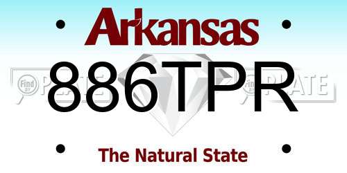 886TPR Arkansas License Plate