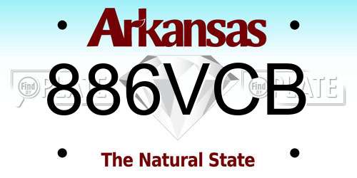 886VCB Arkansas License Plate