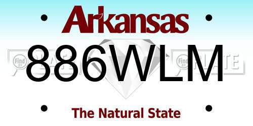 886WLM Arkansas License Plate