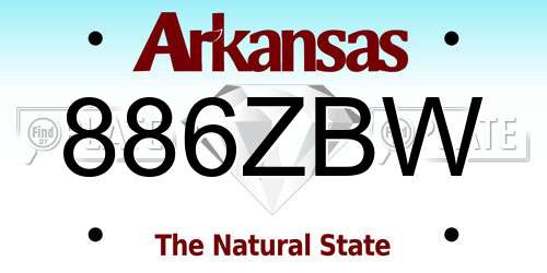 886ZBW Arkansas License Plate