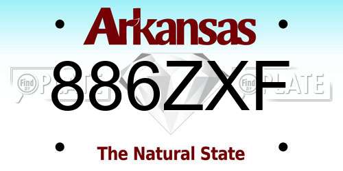 886ZXF Arkansas License Plate