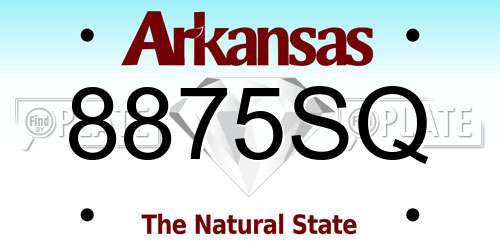 8875SQ Arkansas License Plate
