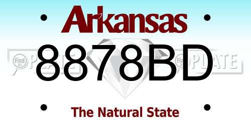 8878BD Arkansas License Plate