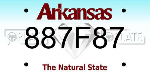 887F87 Arkansas License Plate