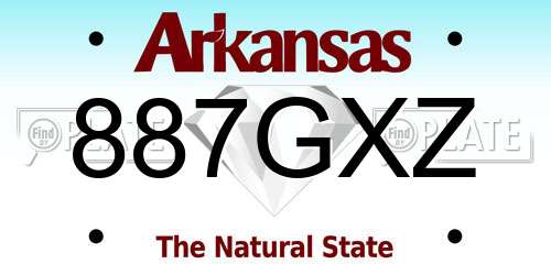 887GXZ Arkansas License Plate