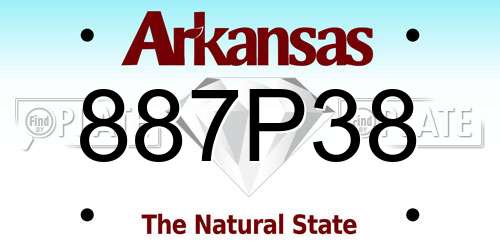 887P38 Arkansas License Plate