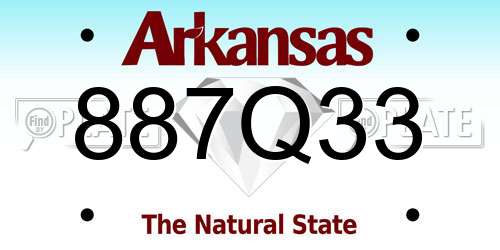 887Q33 Arkansas License Plate