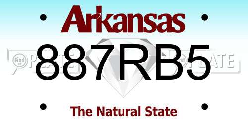 887RB5 Arkansas License Plate