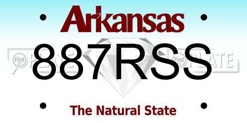 887RSS Arkansas License Plate