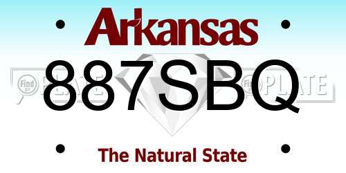 887SBQ Arkansas License Plate