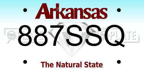 887SSQ Arkansas License Plate