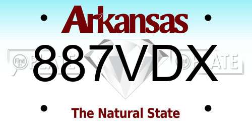 887VDX Arkansas License Plate