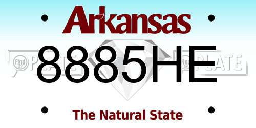 8885HE Arkansas License Plate