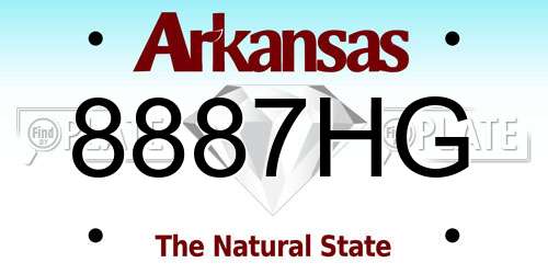 8887HG Arkansas License Plate