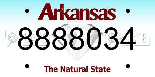 8888034 Arkansas License Plate