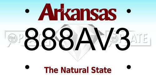 888AV3 Arkansas License Plate