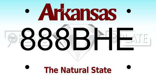 888BHE Arkansas License Plate